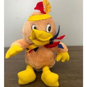 Vintage Toy Network Duck Plush Feathered Headdress Bow and Arrow Yellow 12"